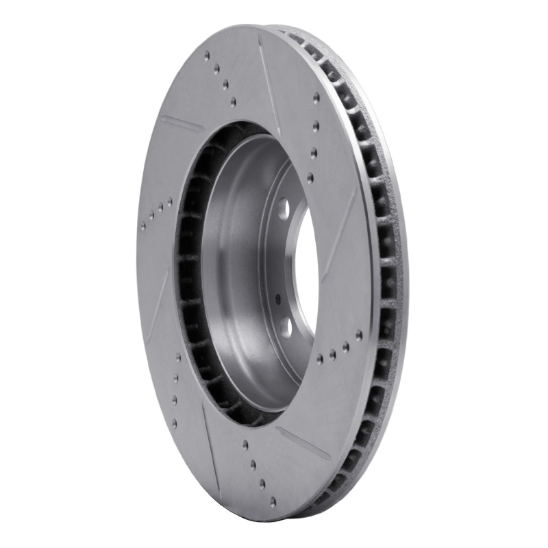 Porsche Boxster Brake Rotor (1) - Front Left - R1 Concepts - Drilled & Slotted - Silver - `97-`04